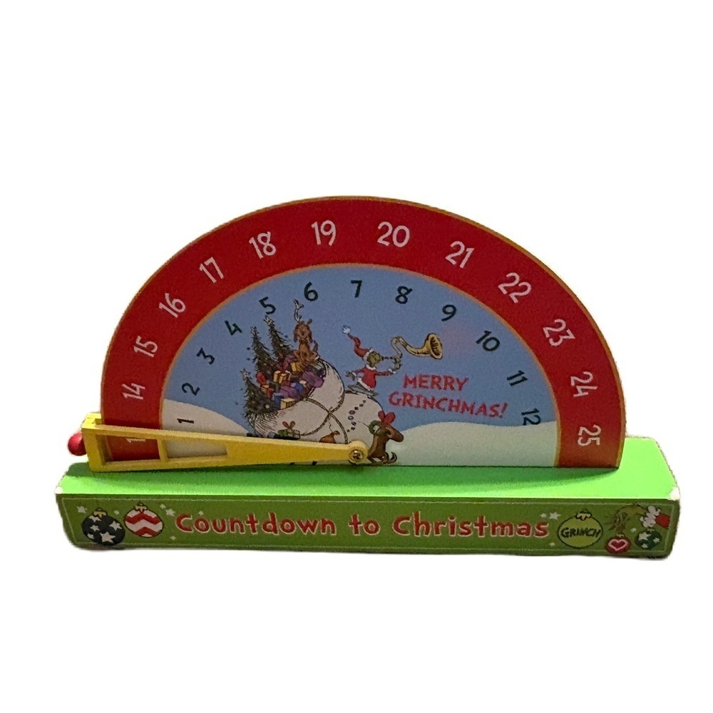 Grinch Christmas Countdown Calendar NEW Wood Dr. Seuss Red Green